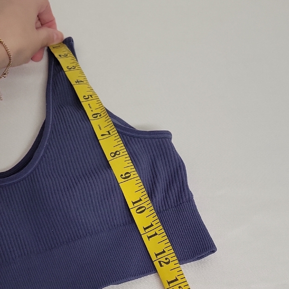 Aerie Blue Ribbed Sports Bra with Scoop Neckline - Picture 6 of 8